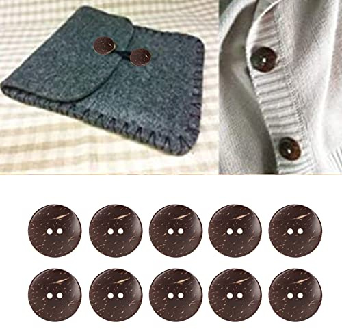 Hapivida Botones de Madera, Botones Redondos de Coco con Textura 25mm 2 Agujeros 50 Piezas Material Compuesto para Costura Manualidades DIY Proyectos Artísticos