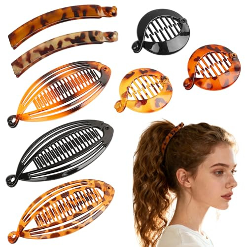 8 Piezas Clips Banana Plátano, Peine de Cola de Pez, Pinza Plátano Mujer, Cabello de Plátano, Clip de Cola de Caballo, Pinza para el Pelo Banana Comb para Pasadores, Mujeres, Niñas, Pelo Grueso, Fino