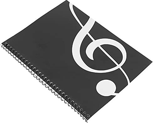 SPYMINNPOO Notbok Anteckningsbok Anteckningsbok i Papper Av God Kvalitet för Låtskrivare eller Hobbyister 50 Sidor för Musikälskare och Studenter Piano Black (Svart musiknotmönster)