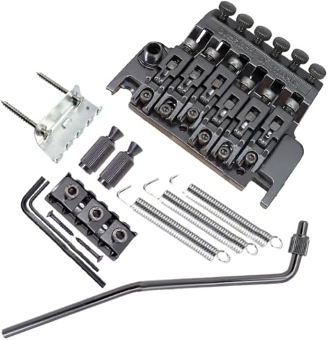 FUANA Jeu de chevalet trémolo à double verrouillage pour guitare électrique – Système de trémolo à 6 cordes Floyd Rose avec cordier et selle à double rouleau, alliage de zinc, 91,2 x 70 mm, compatible