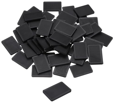 QUARKZMAN 50 Stück Unterlegplatten Kunststoff 60 x 40 x 5 mm Abstandhalter Fliesenkeile Distanzplatten Ausgleichsplatten Keile Distanzklötze Unterlegklotz Distanzhalter, Schwarz