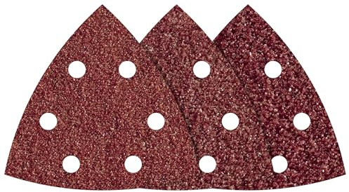 wolfcraft 25 Haft-Schleifblätter für Holz und Metall, 95 mm I 1865100 I für Deltaschleifer I Körnung 60, 80, 120 I gelocht I hohe Standzeit I Korund