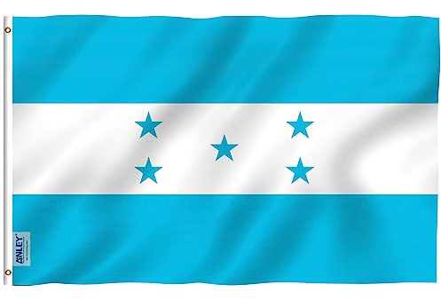 ANLEY Fly Breeze Bandera de Honduras de 3 x 5 pies, color vivo y resistente a la decoloración UV, cabecera de lona y doble costura, banderas nacionales de Honduras, poliéster con ojales de latón