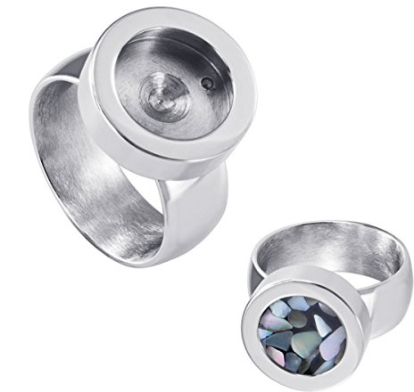 Quiges Donna Anello per Mini Monete in Acciaio Inossidabile Argento 18mm