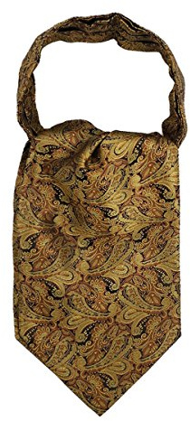 WANYING herr slipsscarf ascotslips halsduk cravat ties enkel chic för gentleman, C02 Paisley guldfärger, En Storlek