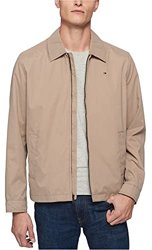 Tommy Hilfiger Mens Lightweight Microtwill Golf Sport Coat, Brown, Small