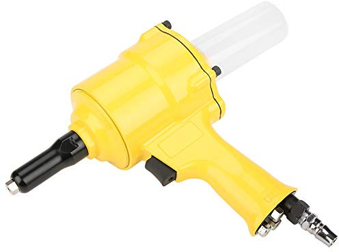 Hyuduo KP-705P Heavy Duty Air Rivet Gun Pneumatic Riveter with Pistol Type Grip for 2.4-4.8mm Rivets Air Powered Riveting Tool Yellow