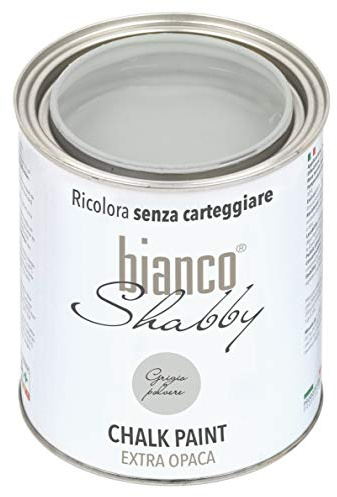 bianco Shabby® Chalk Paint Grigio Polvere Peinture à la craie pour meubles et murs, effet vintage, shabby chic, extra mat (1 Litre)