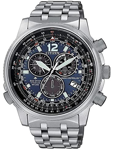 Montre à Quartz Citizen Radio Controlled, ECO Drive, Titane, Bleu, CB5850-80L