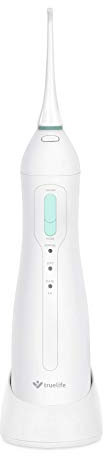 TrueLife AquaFloss Compact - Irrigatore orale senza fili, con risciacquo elettrico, serbatoio dell'acqua da 150 ml, 3 modalità e 2 ugelli, irrigatore dentale, testa girevole, leggero, IPX7