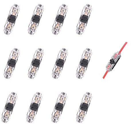 Brightfour Low Voltage Wire Connector 2 Way 1 Pin, Fits 20-24 AWG, 12 Pack
