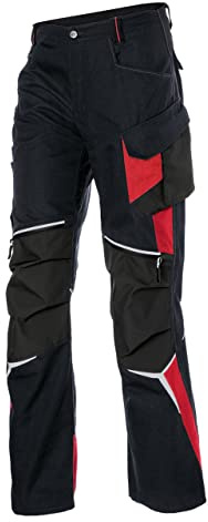 KÜBLER Workwear Kübler Bodyforce Pro - Pantalones de trabajo, color negro y rojo