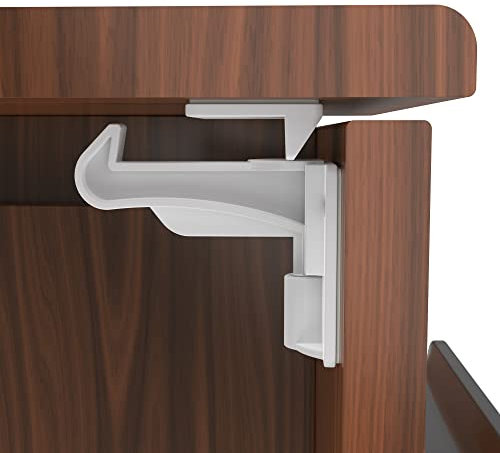 BEARTOP Schubladensicherung | bärenstarker Halt (> 8kg) dank 3M Tape | Kindersicherung unsichtbar von außen | Kunststoff Schloss für Schränke, Schubladen usw. | BPA-Frei | Weiß | 5 Stück