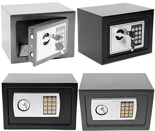 Cassaforte Elettronica Digitale, Cassaforte con Serratura, 2 Chiave e Tastiera Digitale, Robusto Acciaio Solido, Cassaforte a Muro Piccola 8,5 L 31x20x20cm, per Ufficio in casa, Grigio