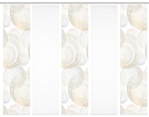 HOME in green 84111 Spiro Schiebegardine recyceltes Polyester, Bambusoptik, 245x60, Farbe:Gold, Größe:245 x 60 cm, Anzahl:5er-Set (3X Motiv. 2X Uni)