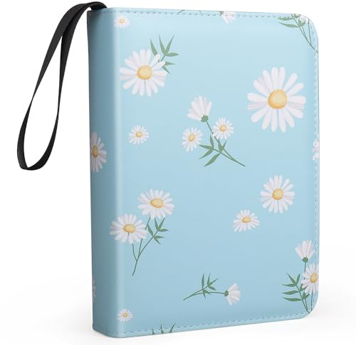 4 Pocket Trading Card Binders for 400 Cards, Cute Flower Pattern