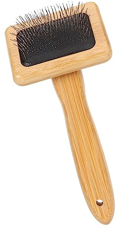 Sorandy Macrame Slicker Comb Pet Slicker Brush, Sheepskin Wool Wire Brush with Hole Air Bag Cushion, Bamboo Handle, All Hair Types, Easy to Clean, Pet Owners