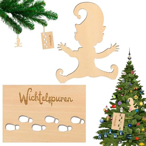 zykssy Wichtelschablone Fußabdrücke，Weihnachten Wichtel Schablone ，Wichteltür Zubehör ，Weihnachten Wichtel Fußabdruck Schablone,Wichtel Zubehör，Holz Fußabdruck Schablonen Malerei Schablonen.