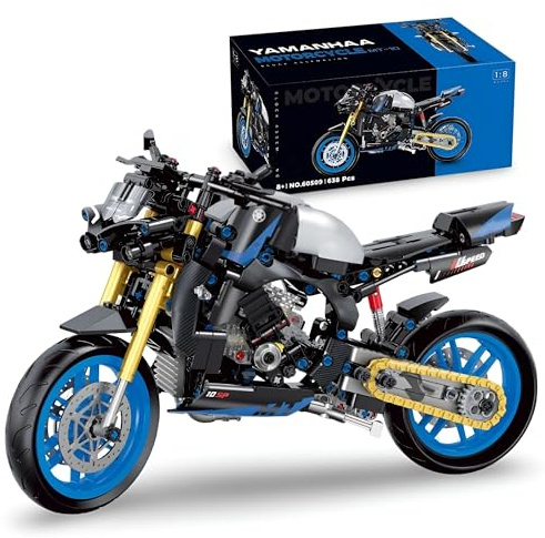 Ebortsin Motorcycle Building Blocks Set - 638 Pcs MT-10 Motorbike Building Kits, Tech Concept Supermotorcycle Model Toys, Gift for Adults Teens, Display Model, Compatible with Major Brand