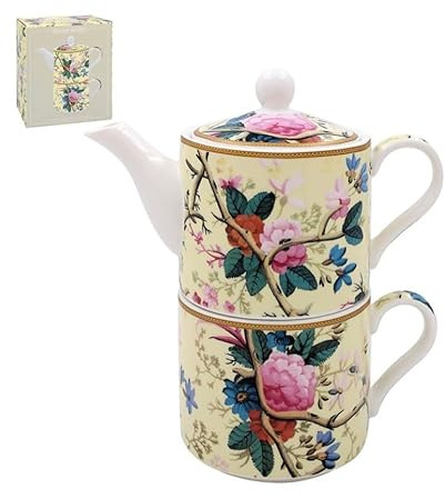 The Leonardo Collection William Kilburn Tea for One | Ceramic Teapot and Cup Set | Beautiful Gift for Home Use | Stylish Printed Teapot for Tea Lovers