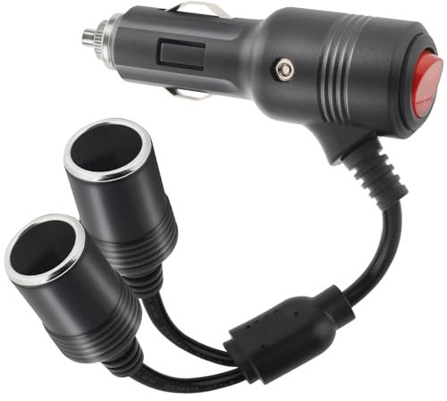 Auto Zigarettenanzünder Verteiler, 12V Stecker und Buchse Verlängerungskabel mit Schalter, 1 bis 2 KFZ Zigarettenanzünder Steckdose für 12V/24V Wohnwagen, Autos, LKWs