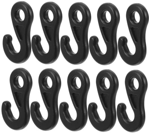 Totority 10 Piezas Tent enganches para toldos Clavijas largas de la Tienda Cuerda de Camping Ajustable portátil pabellón Tensor de Cuerda portátil Ganchos de Cuerda pompón de plástico Black