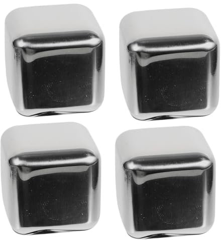 VALICLUD 4pcs Reusable Stainless Steel Whiskey Stones Ice Cubes Stainless Steel Ice Cube Whiskey Chilling Stones for Drinks