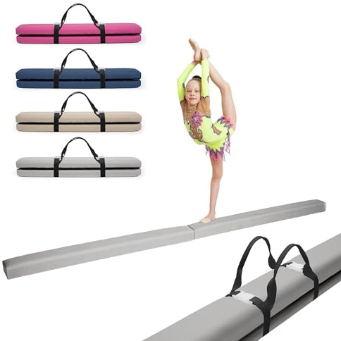 MAMOI® Barra de equilibrio de gimnasia plegable de piel sintética, 200 cm, antideslizante, superficie suave, para niños y adultos, entrenamiento en casa, hasta 180 kg