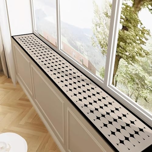 Window Sill Mat Non Skid Inside Windowsill Cushion with Pattern, Dust Proof Diatomaceous Window Sill Protector, Balcony Window Ledge Cover Lounger Mat(Style B,80x10cm(31x4in))