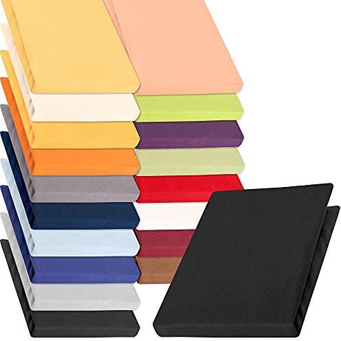 aqua-textil Pur Jersey Spannbettlaken 140x200-160x220 cm schwarz Wasserbett Boxspringbett 160g/qm Mako Baumwolle