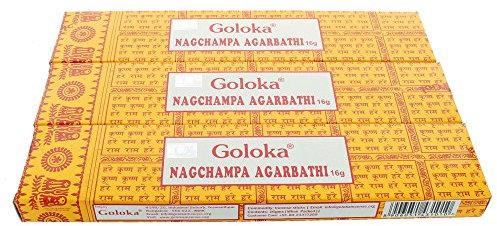 Goloka Räucherstäbchen Nagchampa Agarbathi, Bundle of 3 Packs