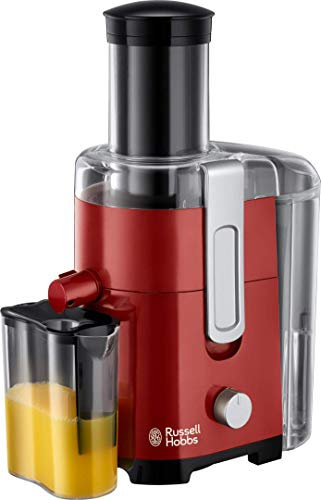 Russell Hobbs Licuadora Desire - Jarra de Zumo de 750 ml, Boquilla Extragrande de 75 mm para Frutas Enteras, Depósito de Pulpa de 2 L, 2 Velocidades, Piezas Lavables en Lavavajillas, Rojo - 24740-56