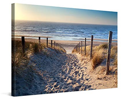 PICANOVA – Beach Canvas Wall Art 120x80 cm Large – Premium Canvas Print Wall Decor Picture Stretched on Wooden Frame – Path to the Sea Beaches Collection
