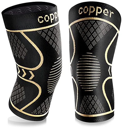 Copper Knee Braces for Women and Men 2 Pack, Knee Compression Sleeve for Knee Pain, Arthritis,ACL, Meniscus Tear, Joint Pain Relief, Knee Support for Running, Working Out, Fitness, Weightlifting-L