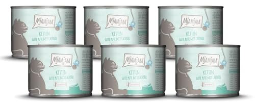 MjAMjAM - Premium Nassfutter für Katzen - Kitten gute Pute mit Lachsöl, 6er Pack (6x200g), getreidefrei