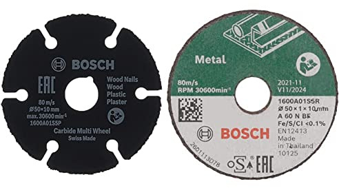 Bosch Accessories Disque à tronçonner Carbide Multi Wheel (pour Multi matériaux, Ø 50 mm, accessoires EasyCut&Grind) & Disques à tronçonner (pour Métal, Ø 50 mm, accessoires EasyCut&Grind)