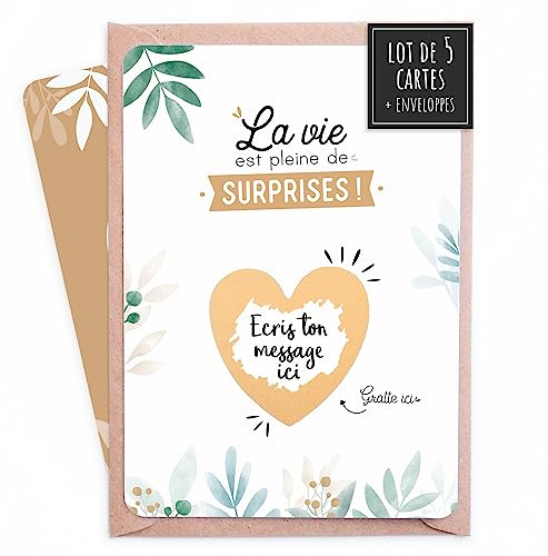 Manahia Carte à gratter annonce avec enveloppe | Annonce Naissance On va avoir un bébé | Papy, Mamie, Tonton, Tata (Personnalisable lot 5)