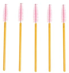 SHOWOFF 50 PCS Disposable Mascara Wands Pack by SoCal Beauty | Luxury Eco-Friendly Nylon Lash Wand with Golden Handles | Professional Spoolies Brush for Styling & Touch-Ups