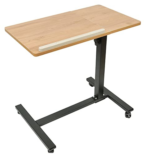 Beistelltisch Mit Rollen, Höhenverstellbarer Pflegetisch, Computertisch, Laptoptisch, PC Tisch für Büro, Betttisch Pflegebett, Schreibtisch (Holz 60.34.5.58/90cm)