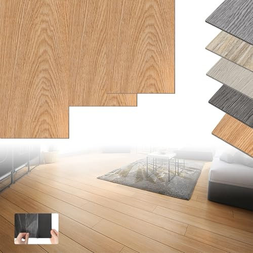 XINZI PVC Bodenbelag Vinylboden Selbstklebend, 72 Vinyl Fliesen Klebefliesen Boden, 10,04m² Holz-Effekt Klebefliesen, Verschleißfest Wasserfest für Küche Wohnzimmer Balkon (Eiche Klassische)