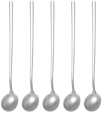 ElevateTech 5 cucharas de café, cucharas agitadoras de acero inoxidable, cucharas agitadoras de cóctel, cuchara de té, cuchara de té de mango largo, cucharaditas pequeñas, accesorios de barra de café
