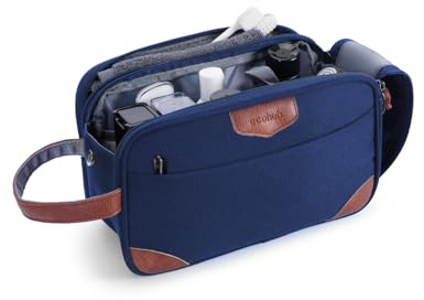 ECOHUB Trousse de Toilette Homme Voyage, Trousse de Maquillage, Imperméable à Grande Ouverture, Multi-Compartiments, pour Rasoir et Articles de Toilette, Idée Cadeau pour Homme, Bleu