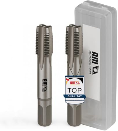 AM-Zerspanungstechnik Set di maschi per filettatura M16 x 1,5 | Pre-filettatrice + Filettatrice finita | Set di trapano per filettatura 2 pezzi | Trapano a mano per filettatura (M16x1,5)