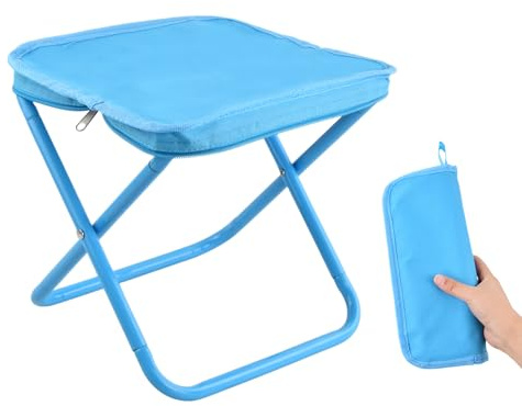 Culinavog Tabouret de Camping Pliant, Mini Chaise Pliante Portable, Siège de Camping Portable pour Jardin, Tabouret de Pêche Pliant Léger pour Voyage, Randonnée, Barbecue (Bleu, 26.5 × 23 × 25 cm)