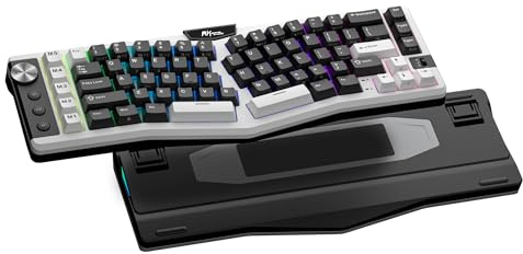RK ROYAL KLUDGE A72 Alice Ergonomica Tastiera Meccanica Wireless con Manopola/Tasti Macro/Targhetta Tattile, Tastiera 68% 72-Tasti con Guarnizione Tri-Modale BT/2.4G/USB-C, Hot Swap, Software per Win