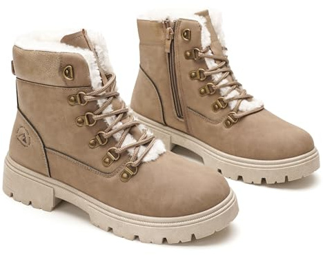 GLAMORA Bottes de neige imperméables thermiques avec doublure en fourrure douce, antidérapantes, chaudes et confortables, idéales pour l'hiver, la montagne ou le travail