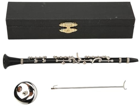 Réplique de Clarinette Miniature avec Support et étui, Mini Instrument de Musique, Figurines de Collection, Accessoires de Maison de poupée, modèle de décoration d'intérieur,