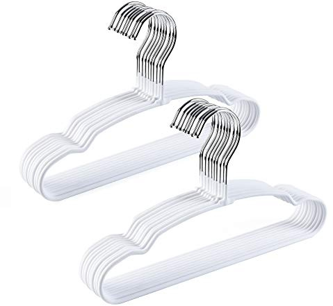 Amber Home - Colgadores de bebé (30 cm, 20 unidades), alambre de metal resistente y revestimiento blanco mate (blanco mate)