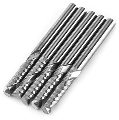 Yosoo Health Gear Fresa a Candela Diritta 1/8, Fresa CNC, Fresa 3.175 Mm Singola, Fresa a Punta Quadrata CNC per Legno, Acciaio, Alluminio, Titanio, Confezione 5