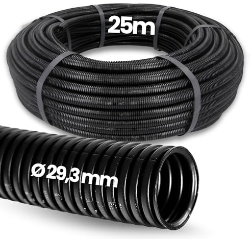 25 Meter Kalitec Wellrohr geschlossen NW 29 I ungeschlitzt Wellschlauch I Marderschutzrohr I Leerrohr I Kabelschutz AD 33,9 mm ID 29,3 mm